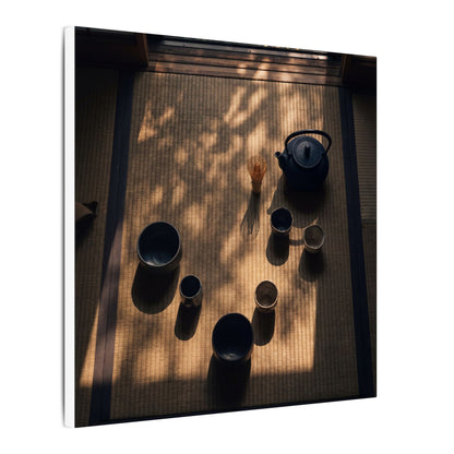 Shibui Tea Ceremony Canvas Art - Dark Japandi Shadow Zen