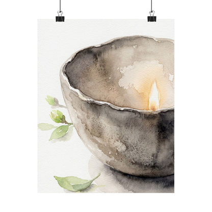 Spring Ceramic Bowl Watercolor Wall Art Print | Earthy Decor