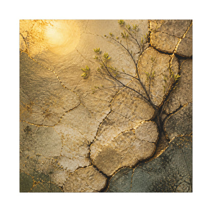 Cracked Earth Spring Canvas Art | Japandi Warm Design