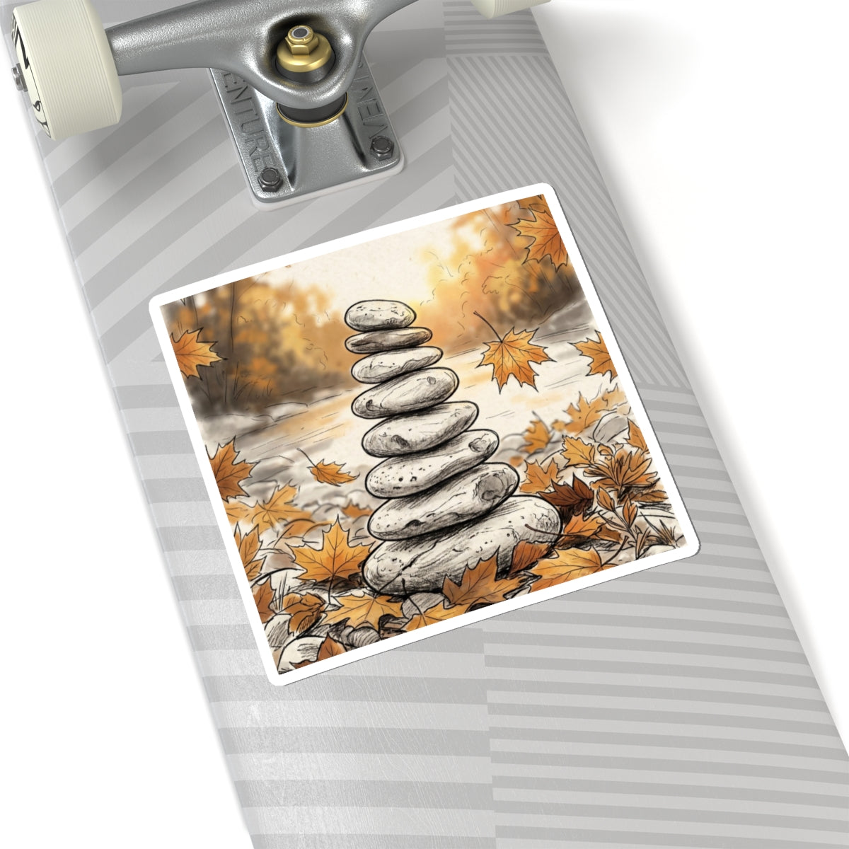 Autumn River Stones Minimal Line Sticker | Elegant Decor Art Print