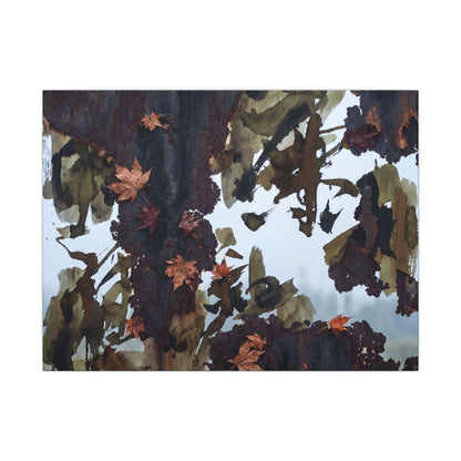 Rust Patina Charcoal Ink Canvas Art | Sophisticated Dark Japandi Art