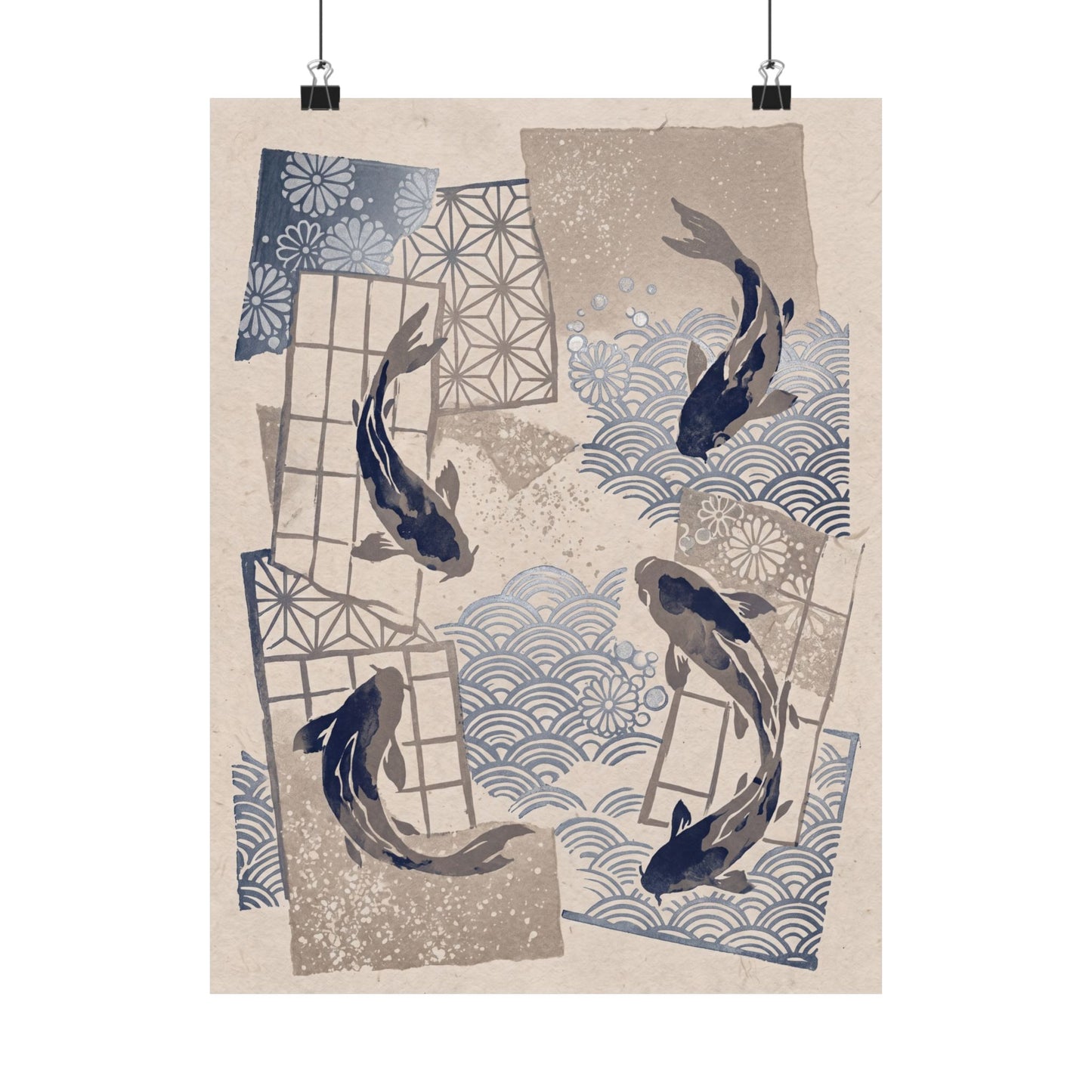Seijaku Koi Pond Wall Art Print - Japandi Japanese Pattern