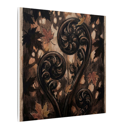 Mono No Aware Fern Unfurling Canvas Art - Dark Japandi Charcoal Ink