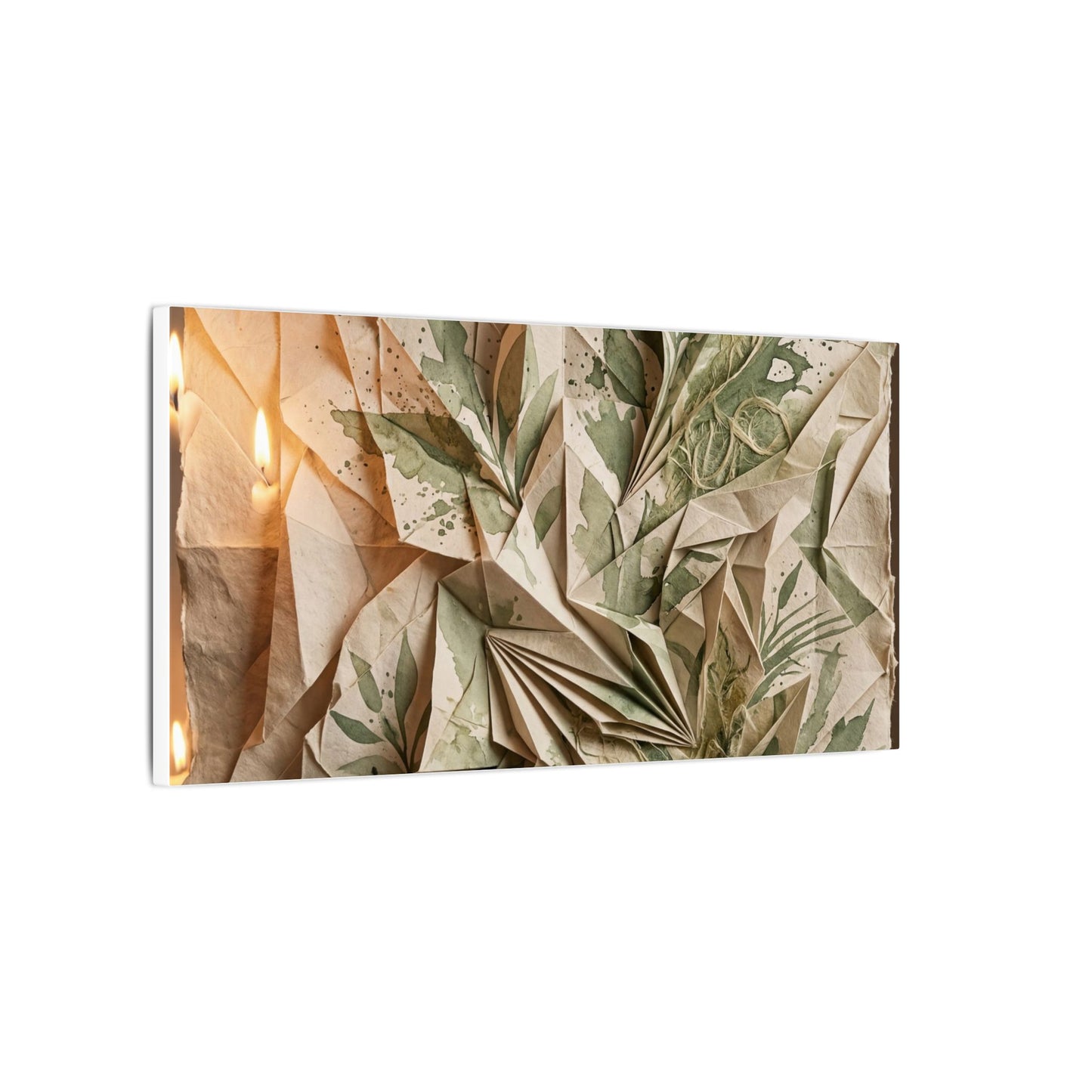 Japandi Paper Fold in Candlelight | Texture Canvas Art