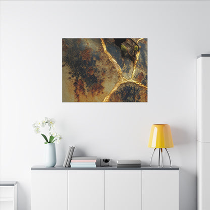 Datsuzoku Rust Patina Canvas Art - Kintsugi Crackle Gold