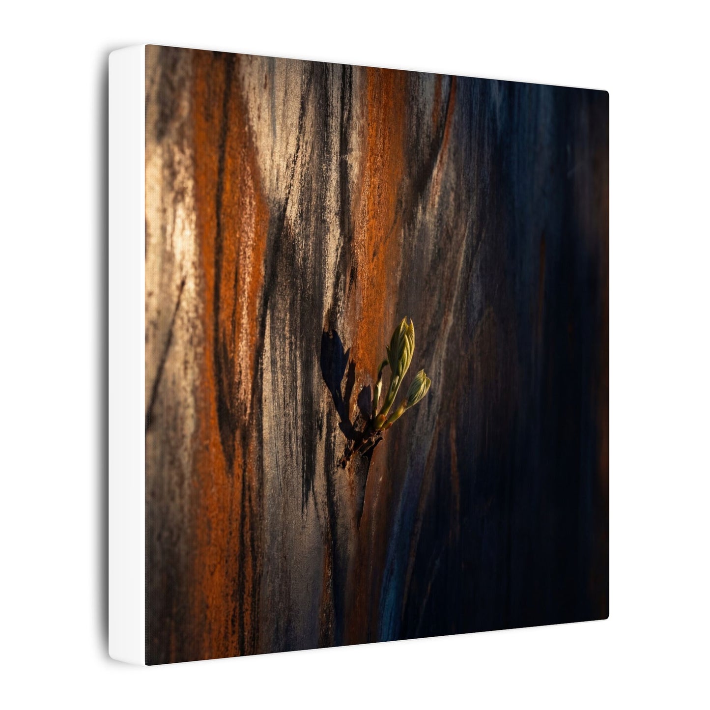 Rust Patina Charcoal Ink Canvas Art | Moody Dark Japandi Art