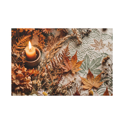 Candlelight Dried Flowers Canvas Art - Japandi Seijaku