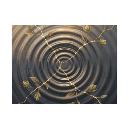 Kanso Water Ripple Canvas Art - Kintsugi Gold Vein