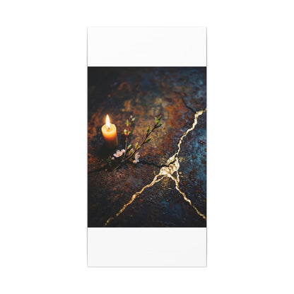 Kintsugi Rust Patina in Candlelight | Gold Repair Canvas Art