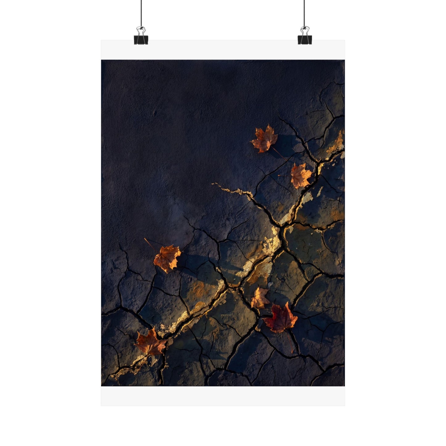 Golden Hour Cracked Earth Wall Art Print - Dark Japandi Seijaku Art Print
