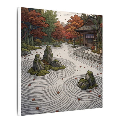 Autumn Rock Garden Ukiyo E Inspired Canvas Art | Peaceful Decor