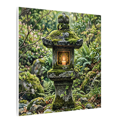 Neutral Stone Lantern Canvas Art - Japanese Pattern Japandi