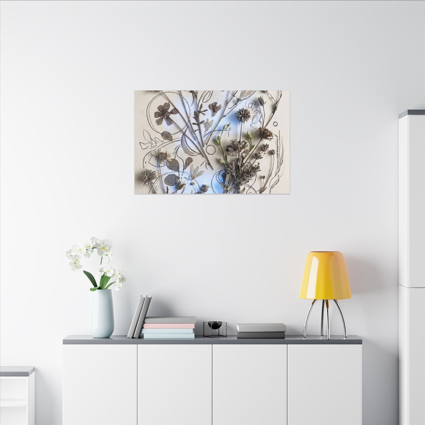 Dried Flowers Minimal Line Canvas Art | Elegant Japandi Art