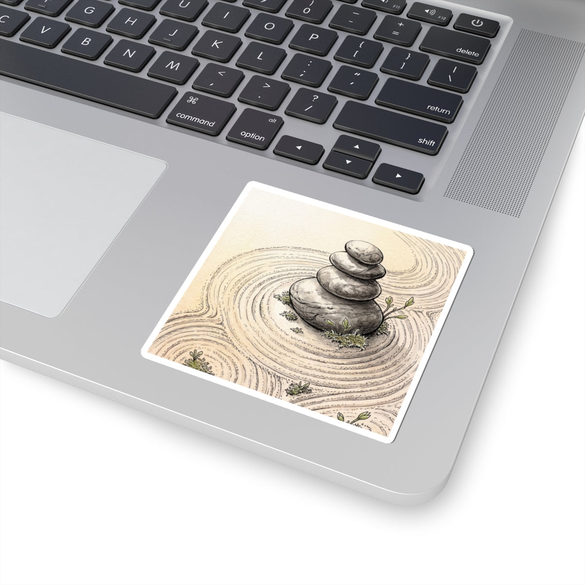 Tranquil River Stones Sticker - Karesansui Zen Art Print