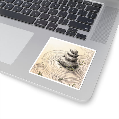 Tranquil River Stones Sticker - Karesansui Zen Art Print