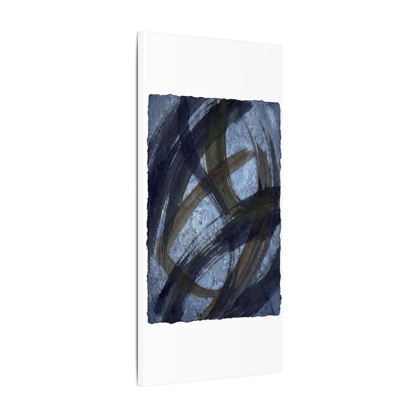 Ink Brushstroke Canvas Art | Winter Dark Japandi Shadow Zen Art