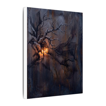 Winter Rust Patina Charcoal Ink Canvas Art | Atmospheric Decor