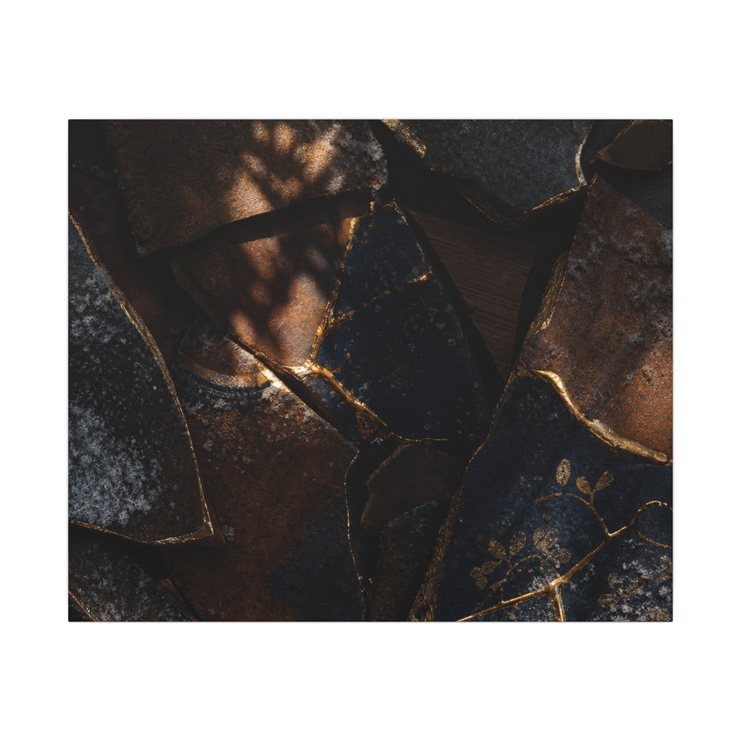 Fukinsei Broken Pottery Canvas Art - Dark Japandi Dark Texture