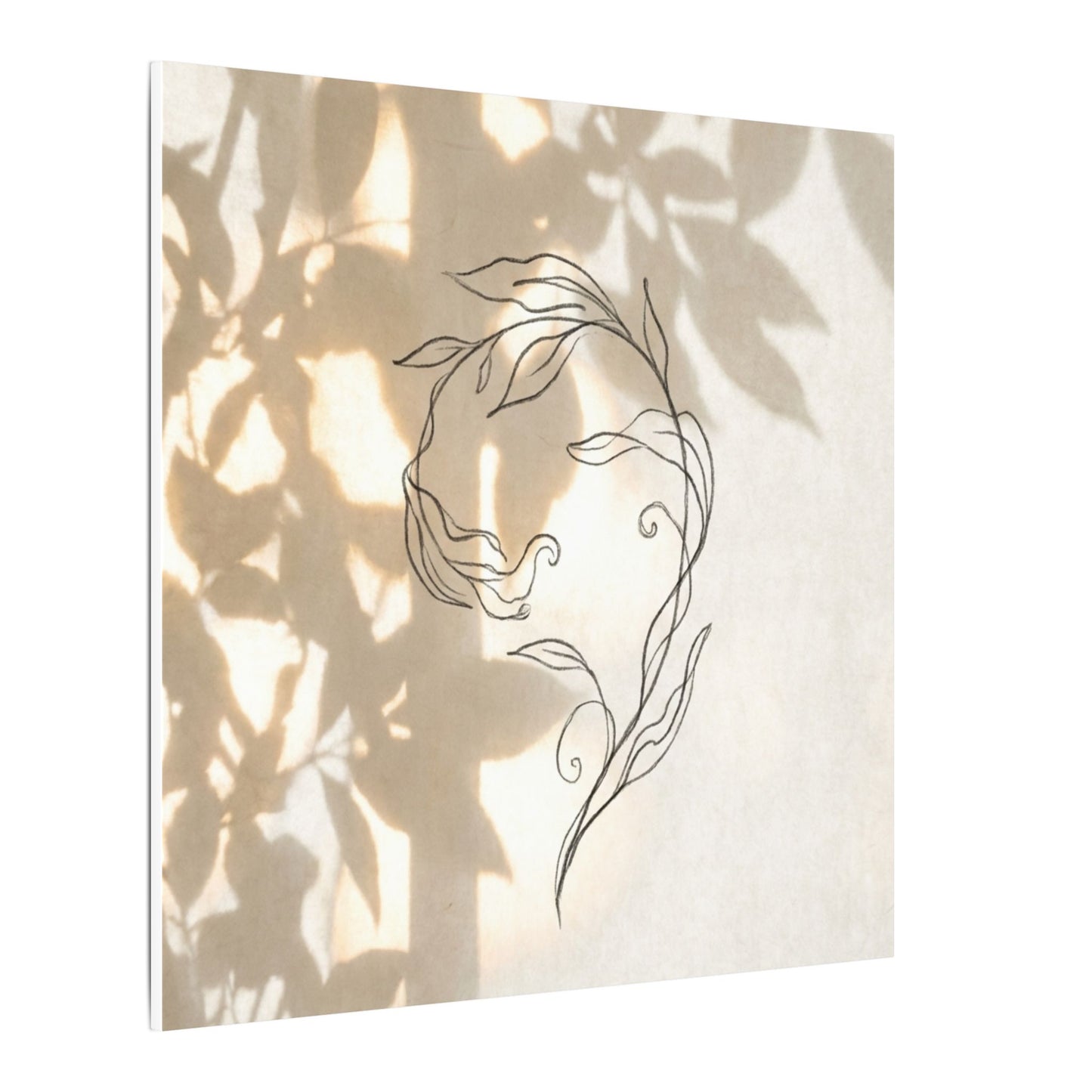 Warm Shoji Screen Canvas Art - Minimal Line Japandi