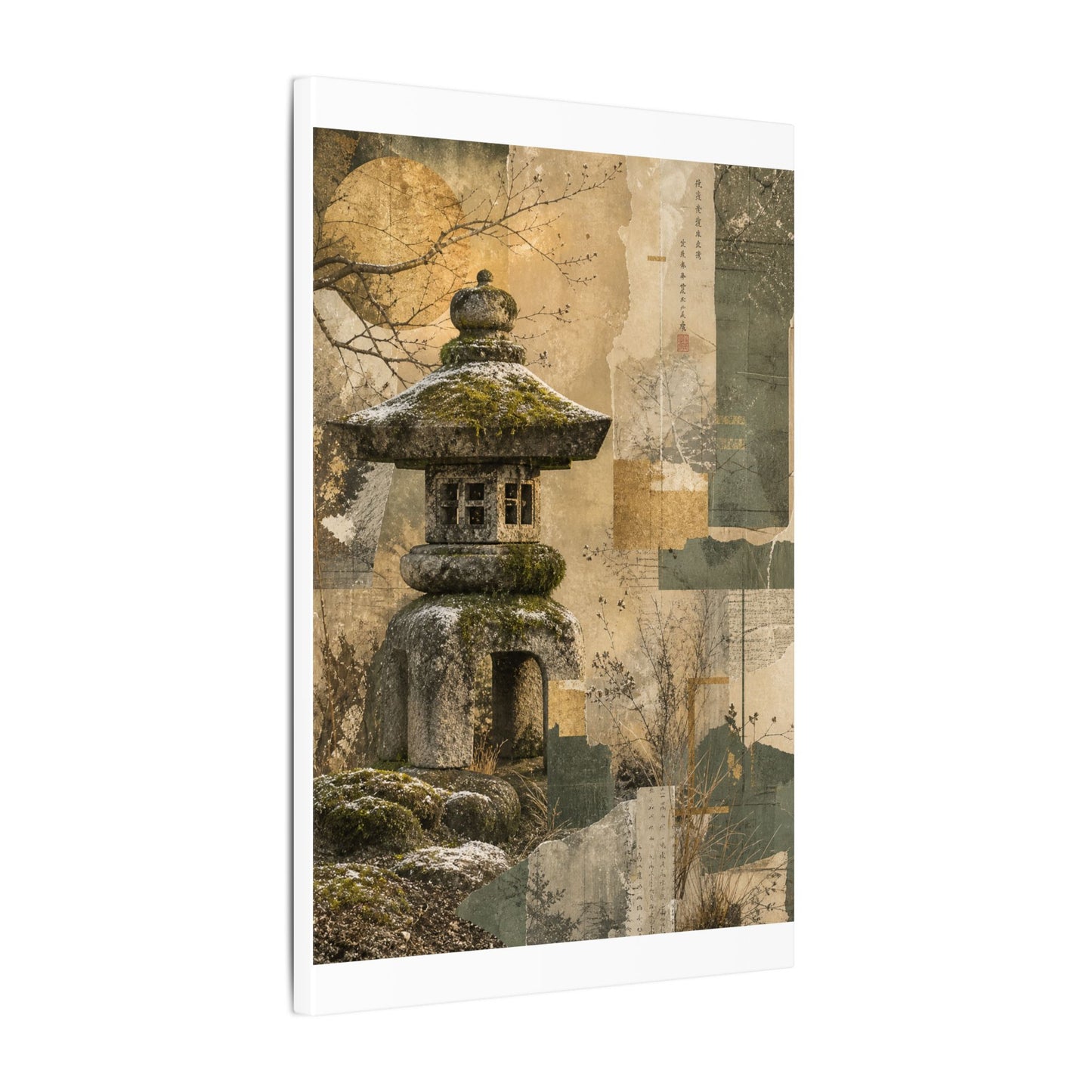 Elegant Stone Lantern Canvas Art - Texture Japandi