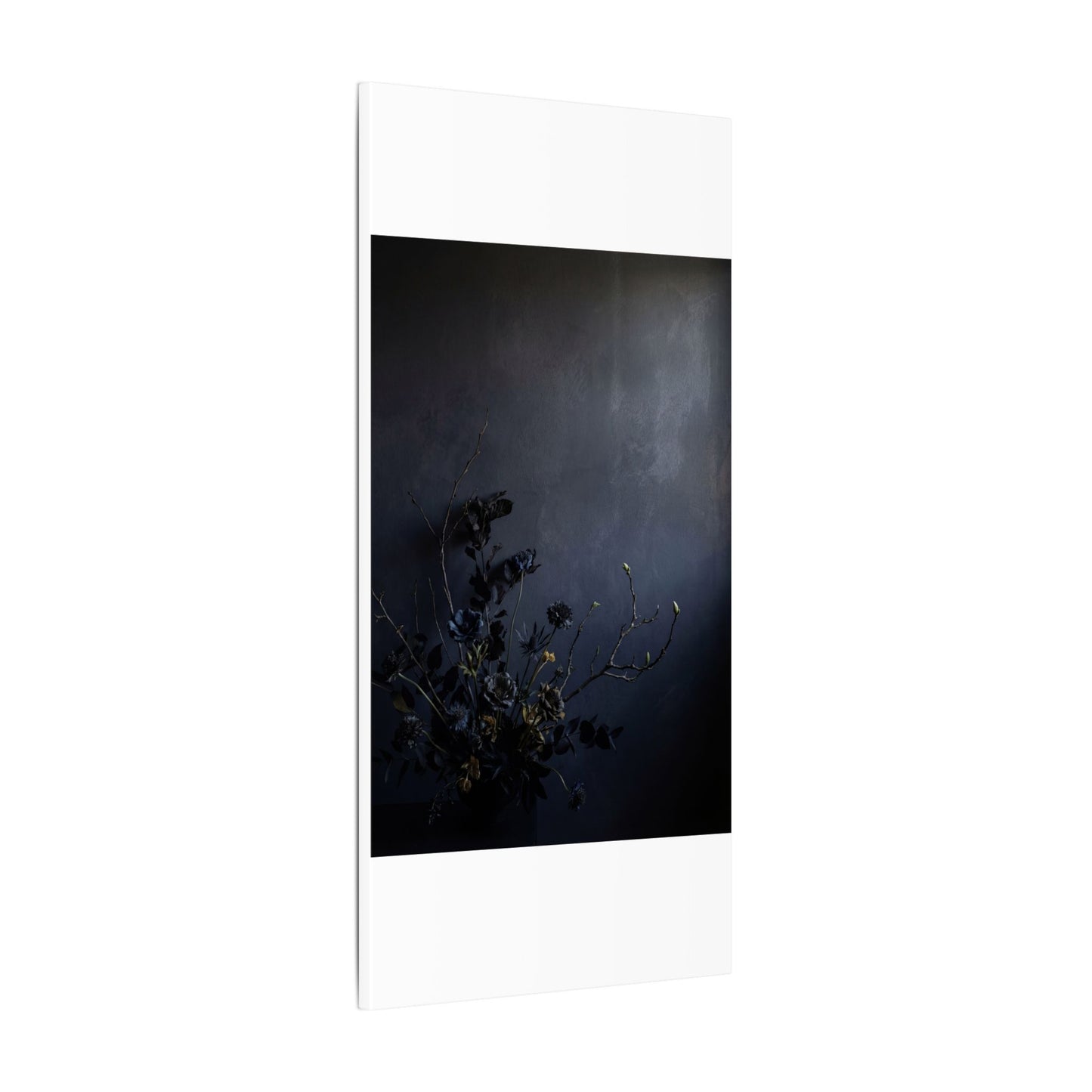 Dried Flowers Spring Canvas Art | Dark Japandi Moody Design