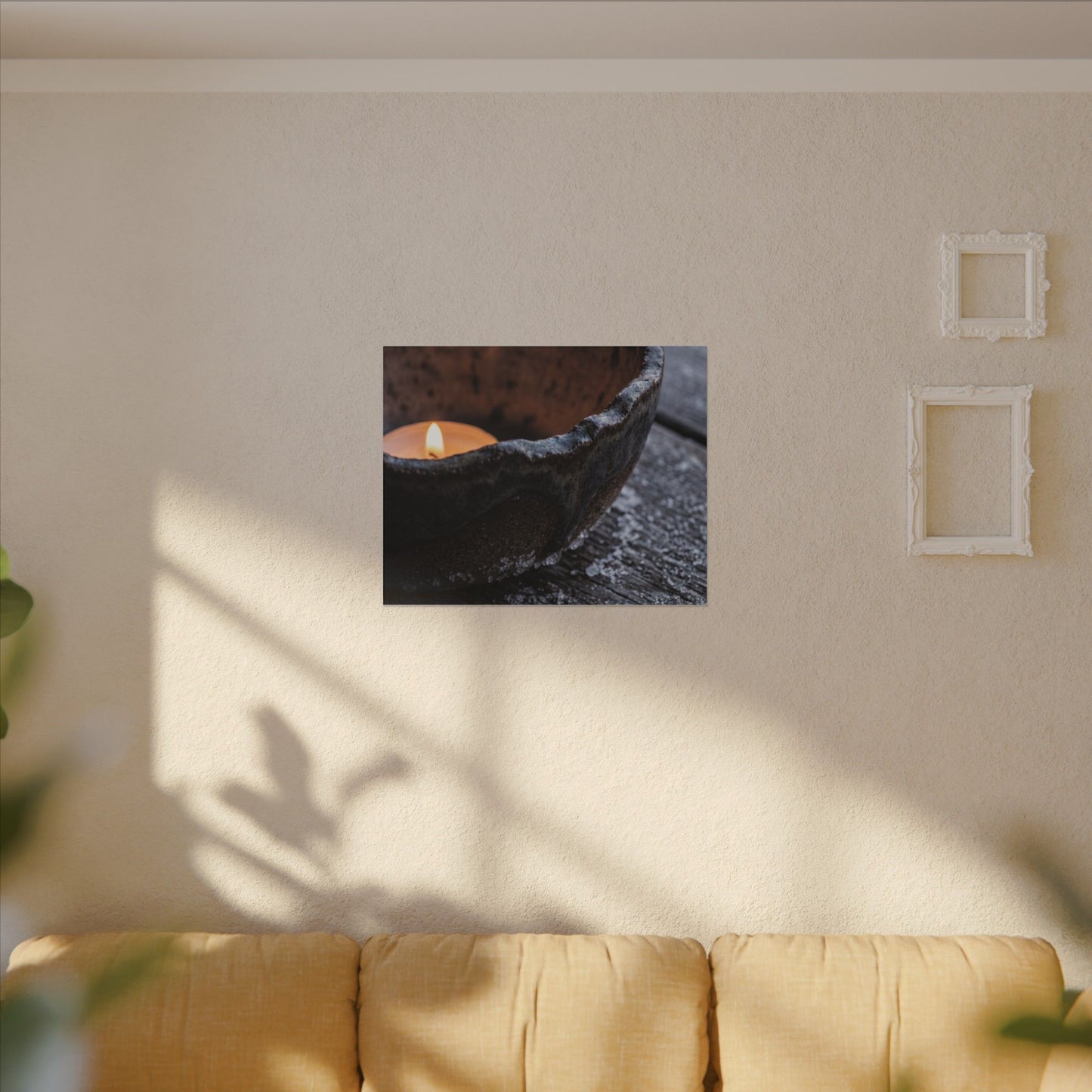 Atmospheric Ceramic Bowl Canvas Art - Moody Minimal Dark Japandi