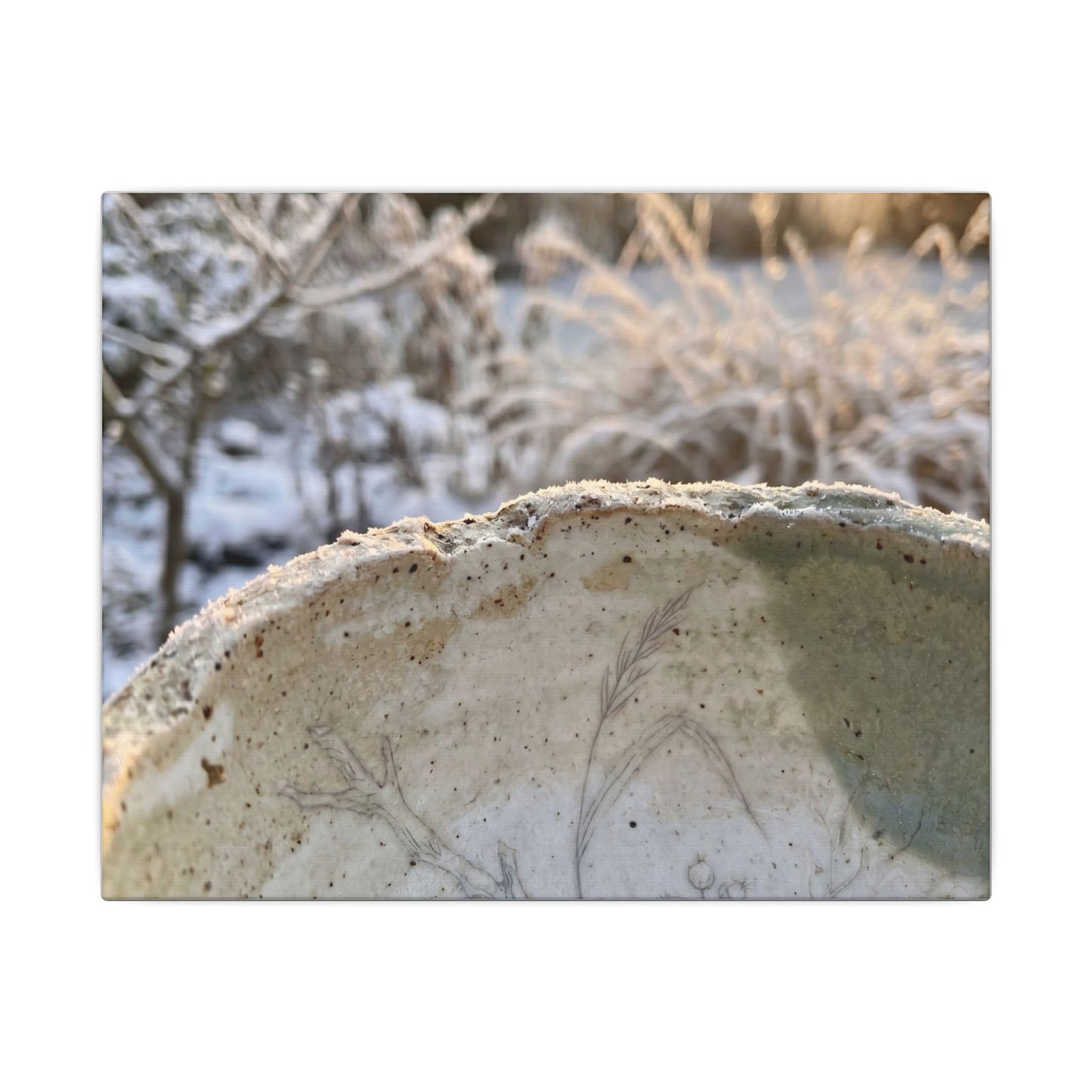 Ceramic Bowl Canvas Art | Winter Japandi Minimal Line Art