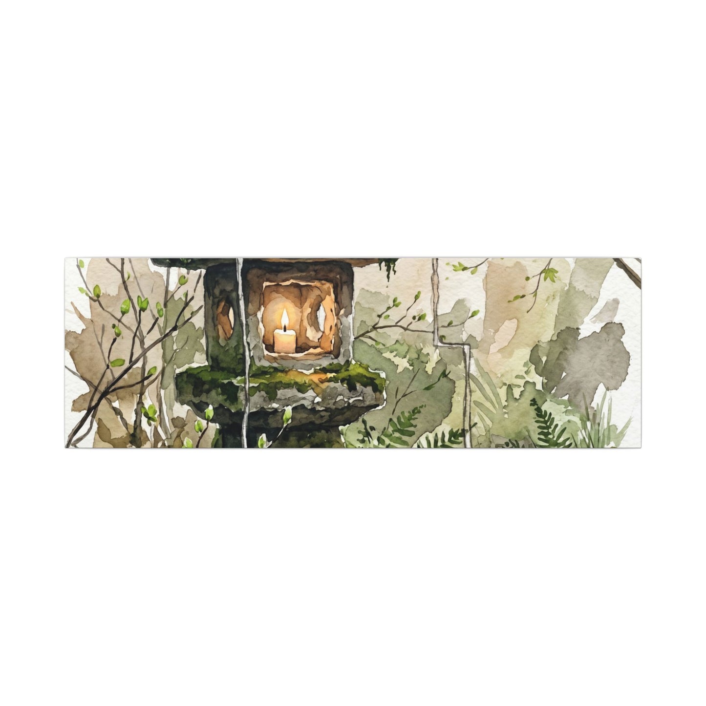 Stone Lantern Watercolor Canvas Art | Elegant Japandi Art
