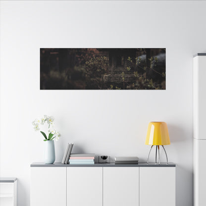 Stone Lantern Spring Canvas Art | Dark Japandi Bold Design