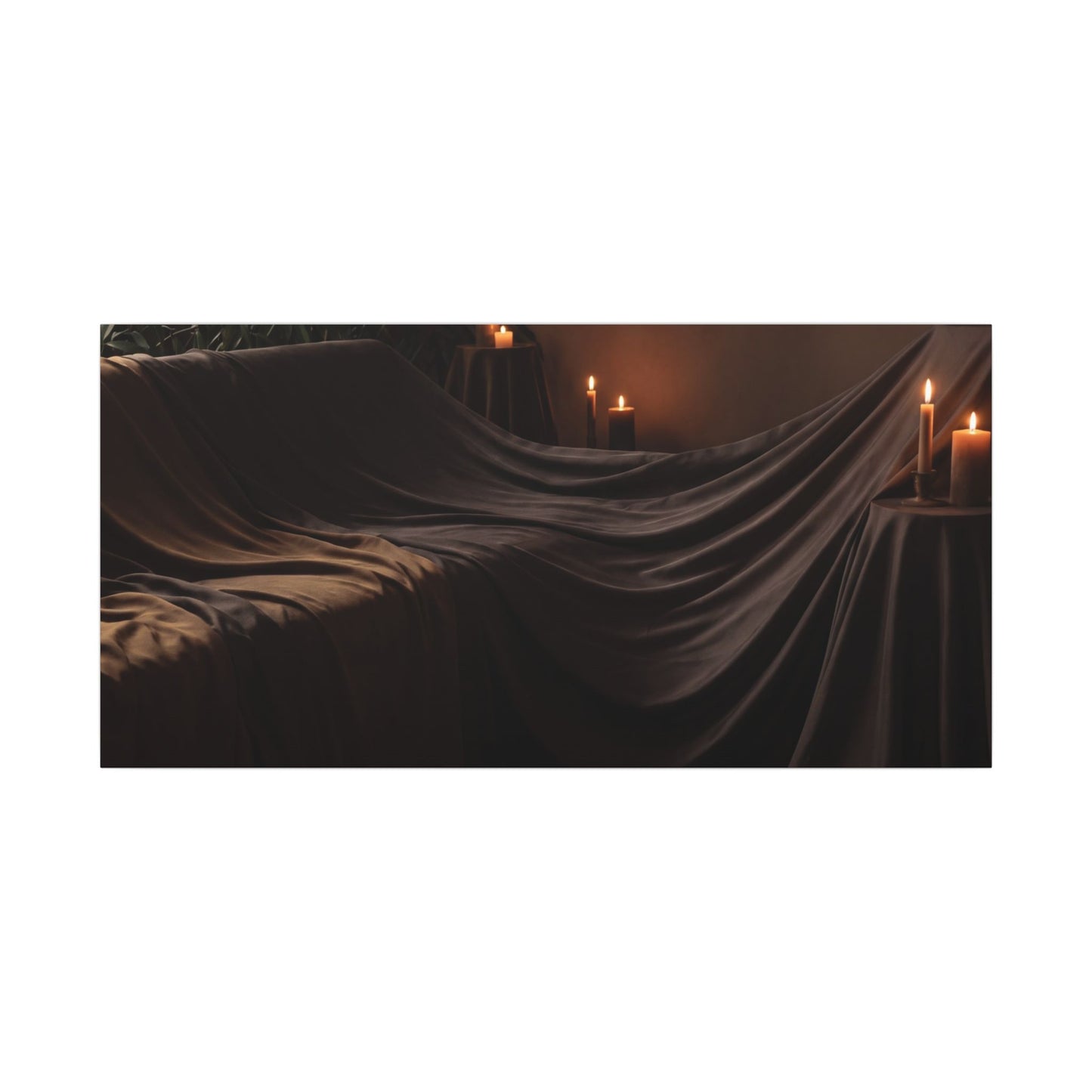 Candlelight Silk Drape Canvas Art - Dark Japandi Ma