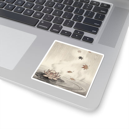 Tranquil Lotus Flower Sticker - Ukiyo E Inspired Zen Art Print