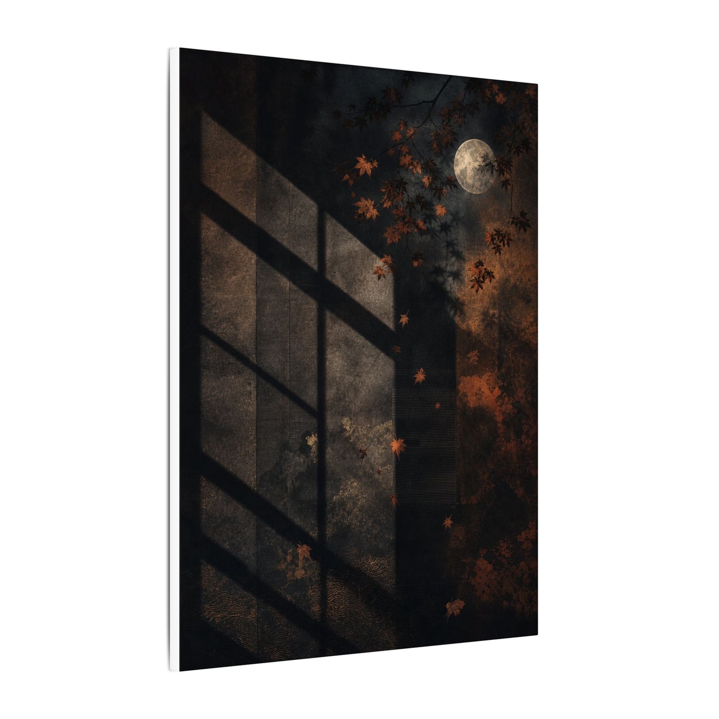 Sophisticated Shadow Play Canvas Art - Dark Texture Dark Japandi