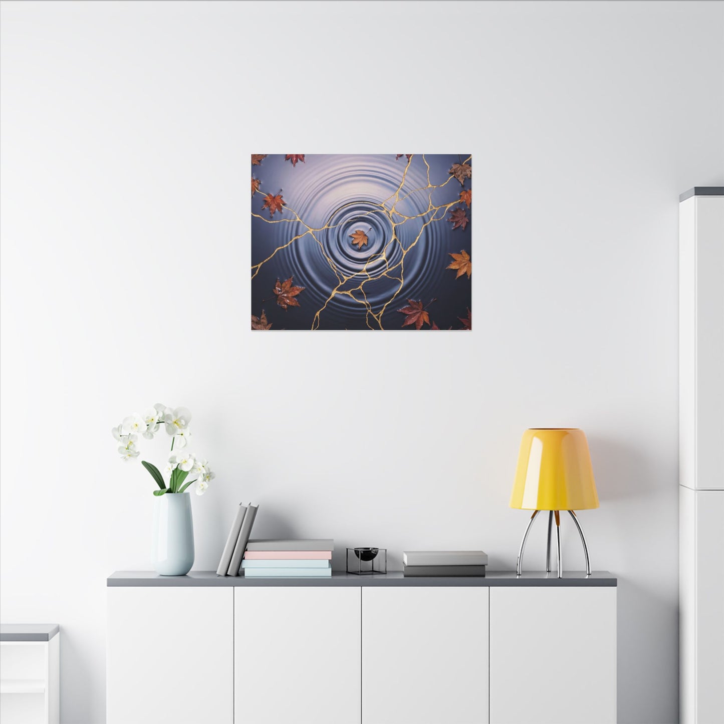 Kintsugi Water Ripple in Dawn | Gold Vein Canvas Art