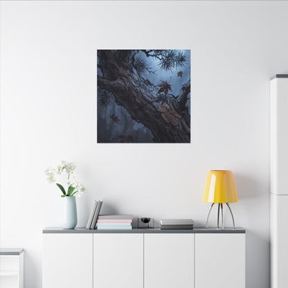 Atmospheric Pine Tree Canvas Art - Shadow Zen Dark Japandi