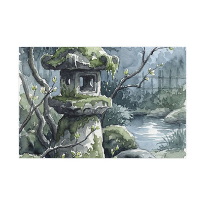 Moonlight Stone Lantern Canvas Art - Japandi Seijaku