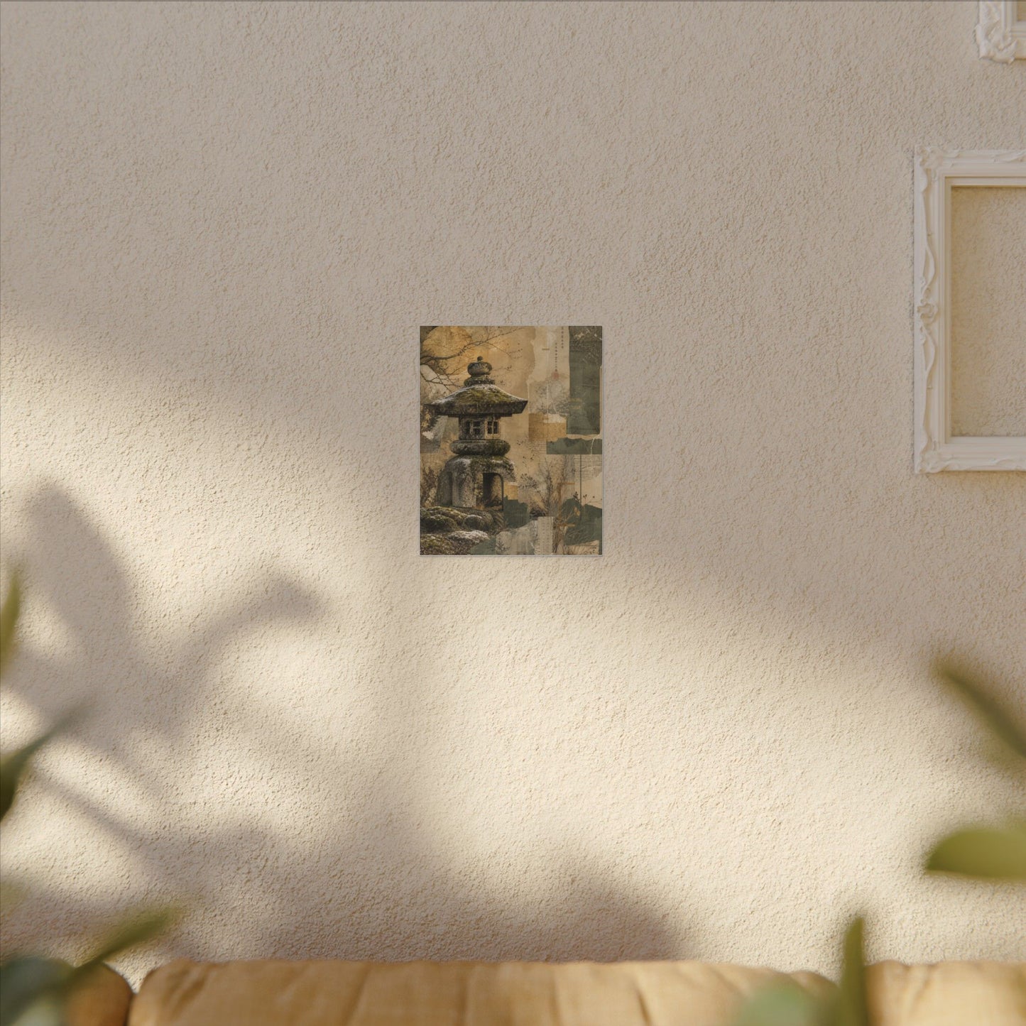 Elegant Stone Lantern Canvas Art - Texture Japandi