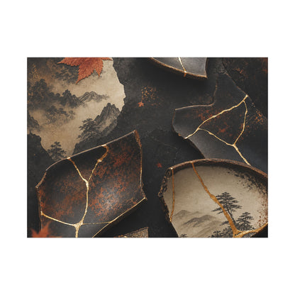 Broken Pottery Gold Vein Canvas Art | Philosophical Kintsugi Art
