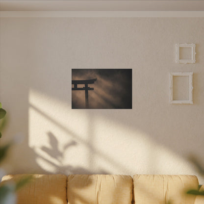 Torii Gate Shadow Zen Canvas Art | Bold Dark Japandi Art