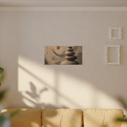 Japandi River Stones in Candlelight | Japanese Pattern Canvas Art