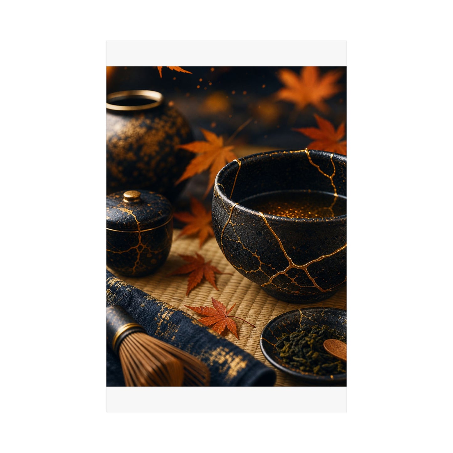 Tea Ceremony Gold Repair Wall Art Print | Healing Kintsugi Art