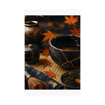 Tea Ceremony Gold Repair Wall Art Print | Healing Kintsugi Art