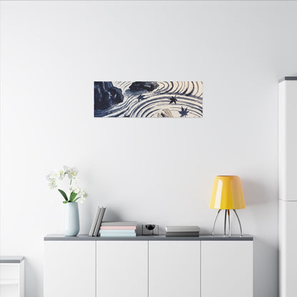 Zen Rock Garden in Golden Hour | Sumi E Canvas Art