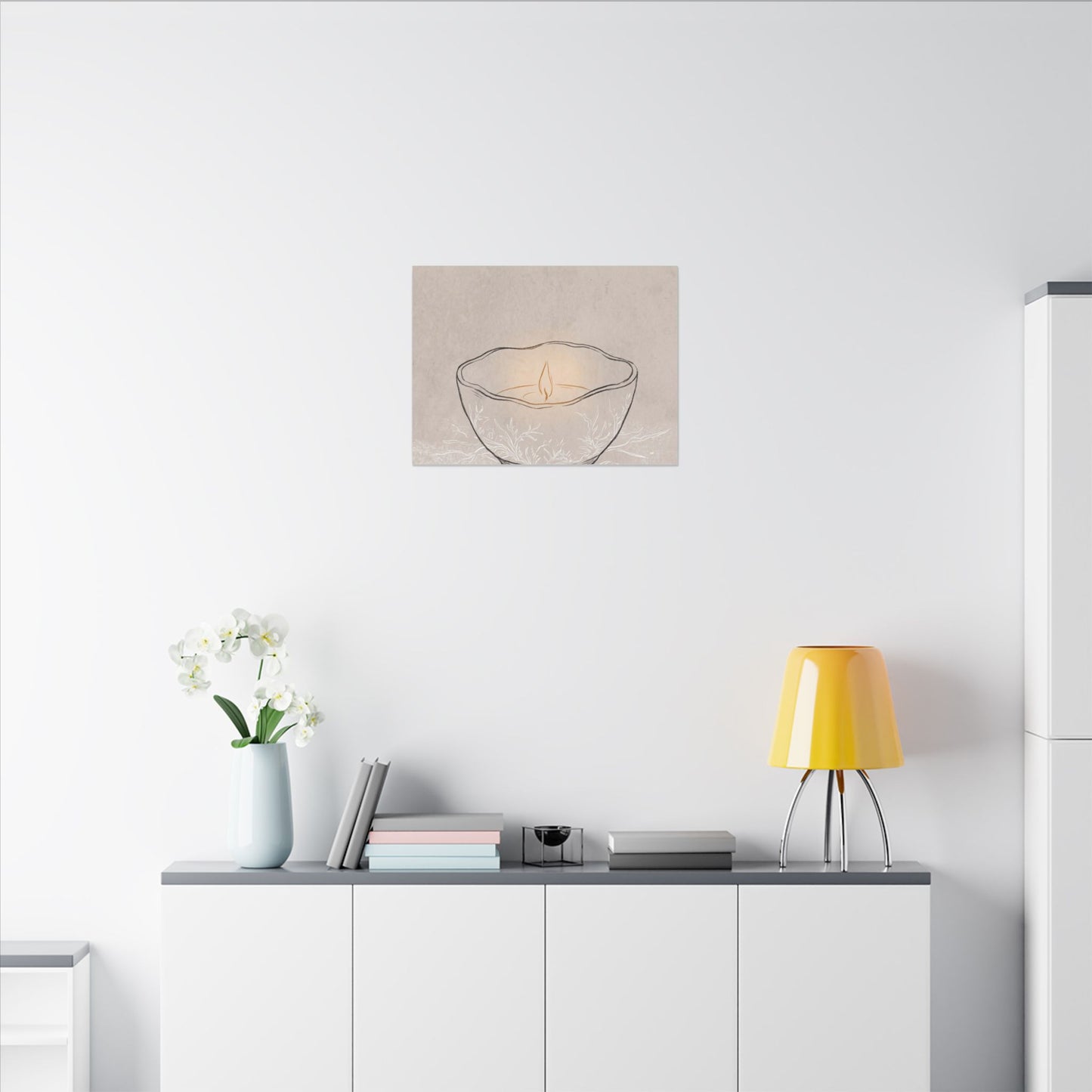 Ceramic Bowl Minimal Line Canvas Art | Neutral Japandi Art