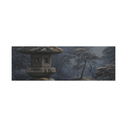 Stone Lantern Canvas Art | Winter Japandi Japanese Pattern Art
