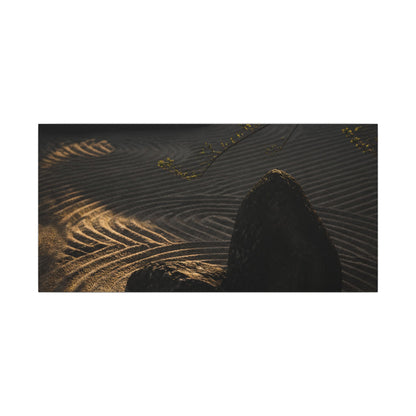 Ma Rock Garden Canvas Art - Dark Japandi Shadow Zen