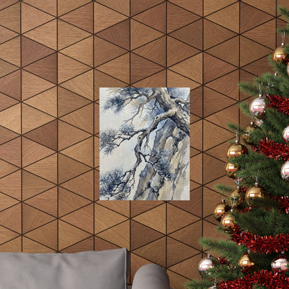 Seijaku Pine Tree Wall Art Print - Japandi Watercolor