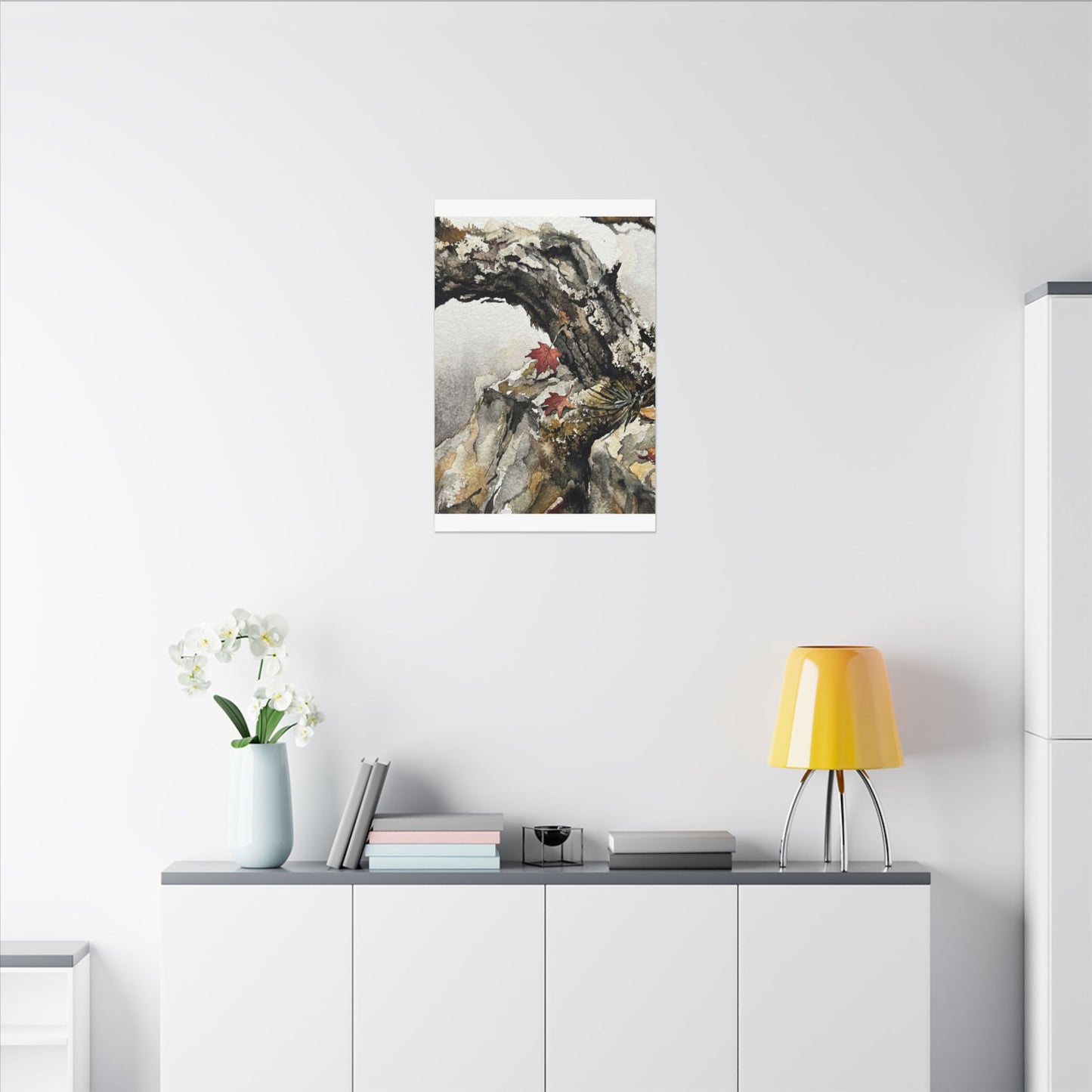 Pine Tree Autumn Canvas Art | Japandi Earthy Design
