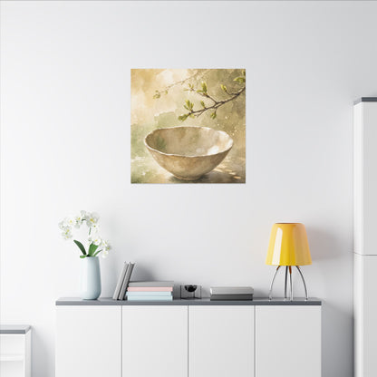 Warm Ceramic Bowl Canvas Art - Watercolor Japandi