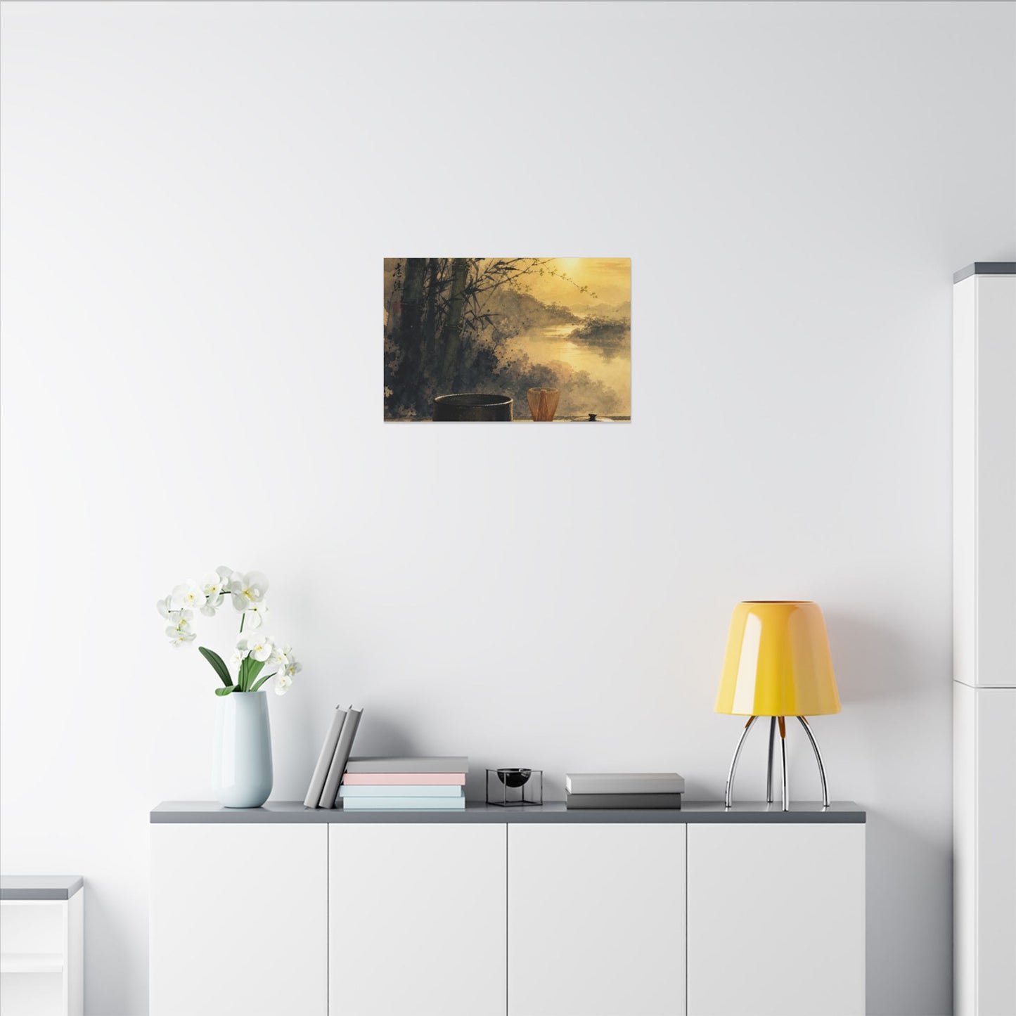 Tea Ceremony Sumi E Canvas Art | Contemplative Zen Art