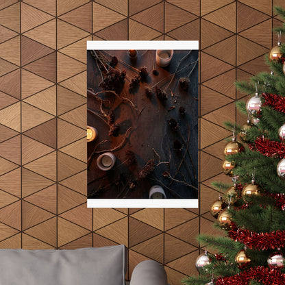 Dried Flowers Winter Wall Art Print | Dark Japandi Sophisticated Design